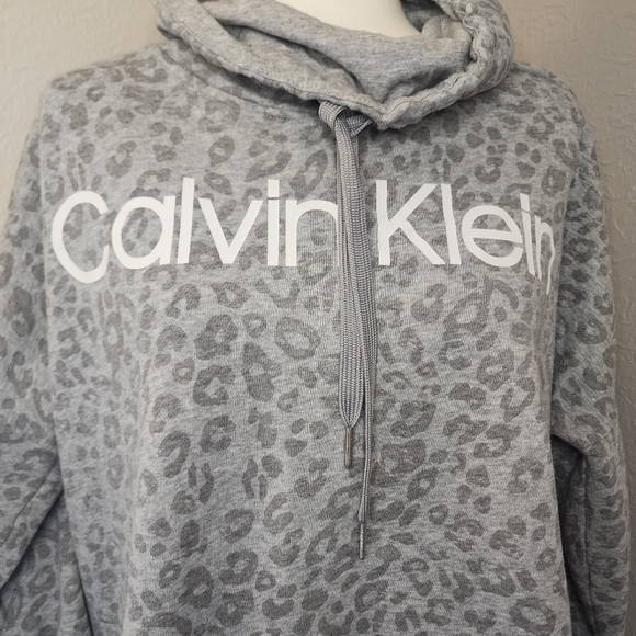 Calvin Klein Women's Size XLarge Leopard Animal Print Cowl Neck Sweatshirt Box2 - Picture 3 of 12